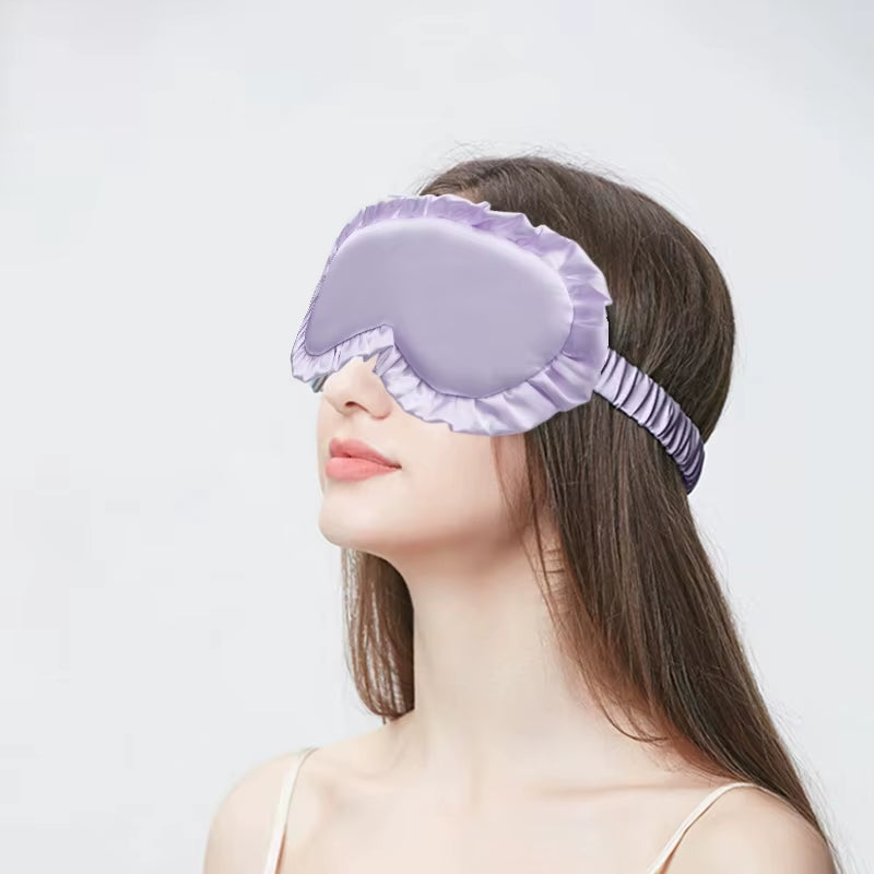 1Pcs Silk Ruffle Sleep Eye Mask Eye Protection Travel Soft Sleeping Shading Eye Covers Multicolor Eye Patches for Woman Man